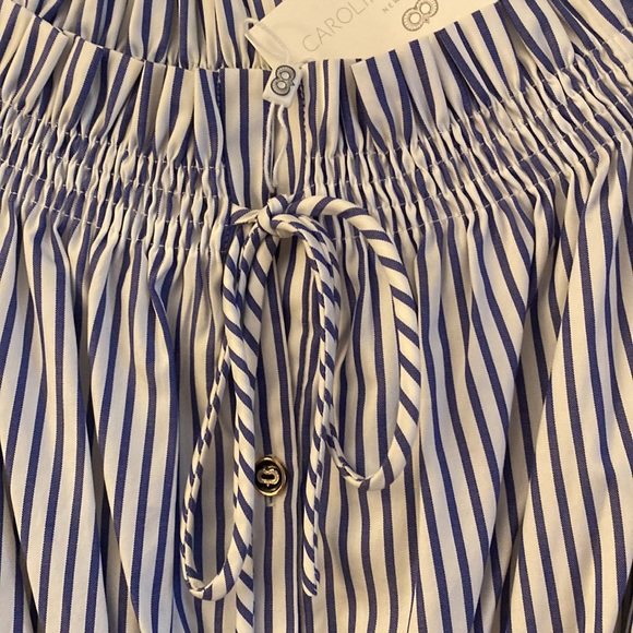 Caroline Constas, L, off the shoulder peasant dress, royal blue stripe, NWT!! - Picture 6 of 11